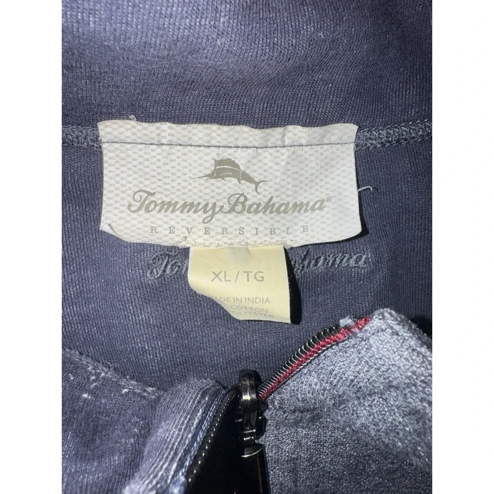 Tommy Bahama Reversible Quarter-Zip‎ Pullover Sweater Blue Size XL